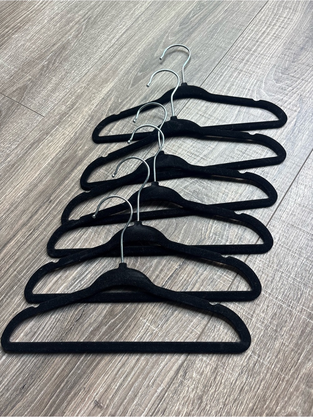 Black Velvet Non-Slip Clothes kids Hangers - Set of 6